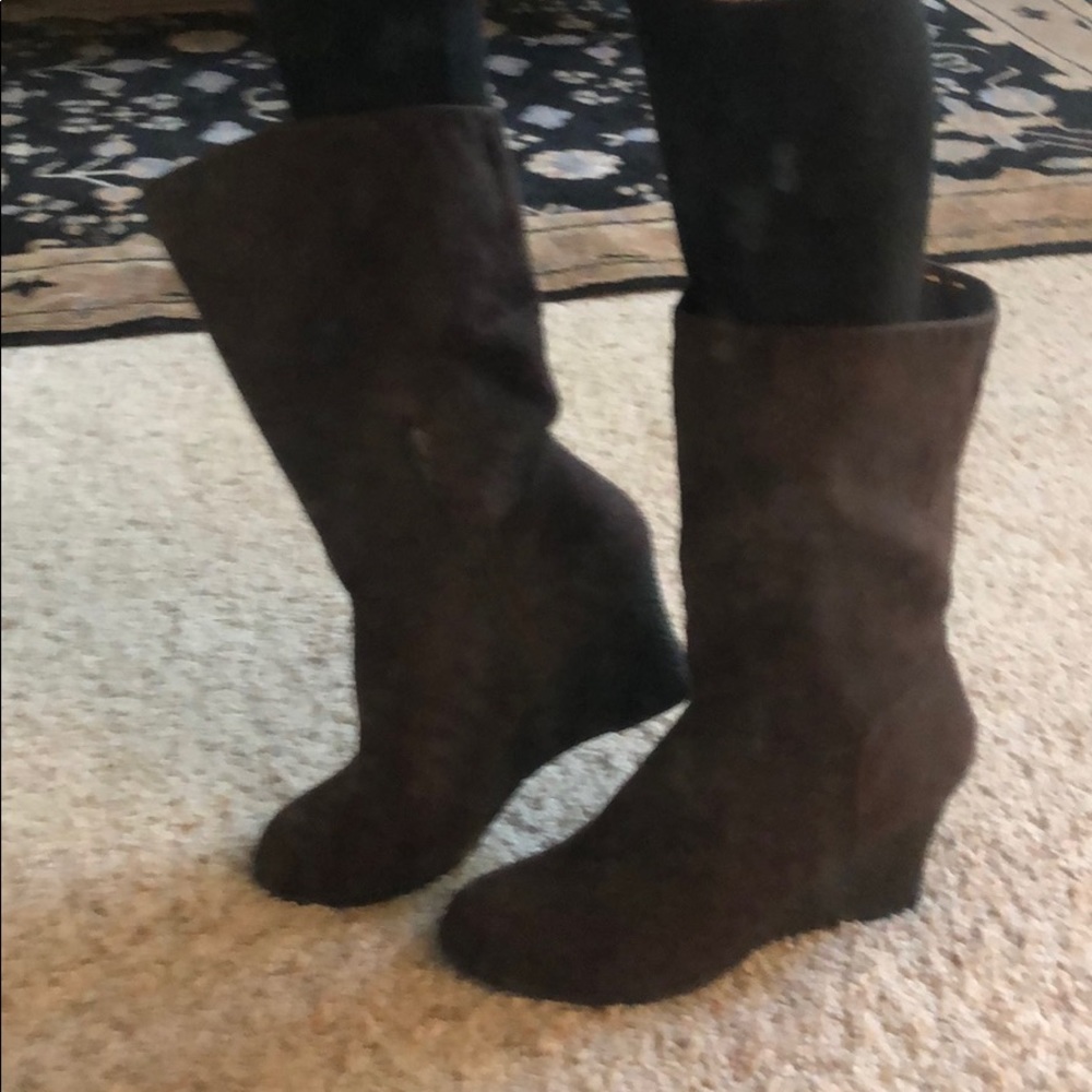 Dark Brown Faux Suede Boots